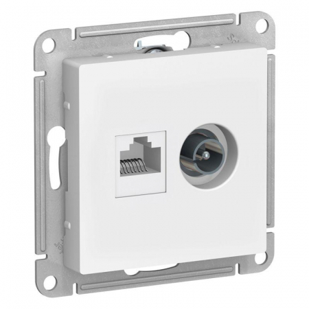 Розетка компьютерная + телевизионная 2-м AtlasDesign RJ45 кат.5E + TV механизм бел. SE ATN000189 Розетка компьютерная + телевизионная 2-м AtlasDesign RJ45 кат.5E + TV механизм бел. SE ATN000189