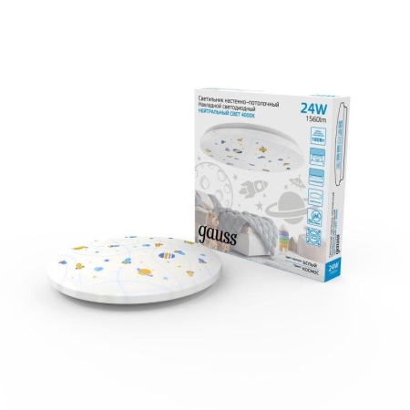 Светильник светодиодный 380х63 24Вт 4000К IP20 1560Лм круг (космос) настенно-потолочный накладной GAUSS 941411224R Светильник светодиодный 380х63 24Вт 4000К IP20 1560Лм круг (космос) настенно-потолочный накладной GAUSS 941411224R