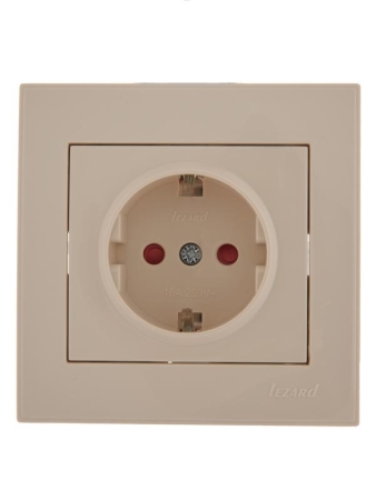 Розетка 1-м СП Rain с заземл. защ. шторки с заземл. керамика крем. LEZARD 703-0303-124 Розетка 1-м СП Rain с заземл. защ. шторки с заземл. керамика крем. LEZARD 703-0303-124