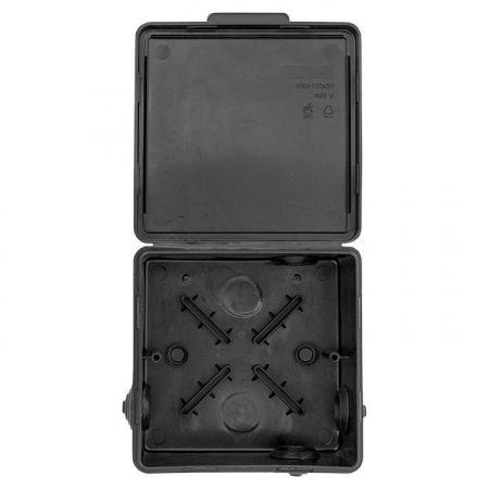 Коробка распаячная КМР-030-014 с крышкой 100х100х50 10 мембранных вводов IP55 черн. розн. стикер EKF plc-kmr2-030-014-b