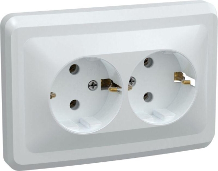 Розетка 2-м СП Вега РС12-3-ВБ с заземл. контактом без защ. шторок 16А бел. GENERICA ERV21-K01-16-DM