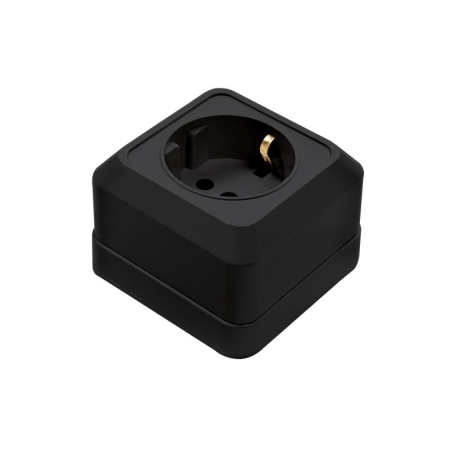 Розетка 1-м BOLLETO с заземл. накладная 7028B черн. IN HOME 4690612061047 Розетка 1-м BOLLETO с заземл. накладная 7028B черн. IN HOME 4690612061047