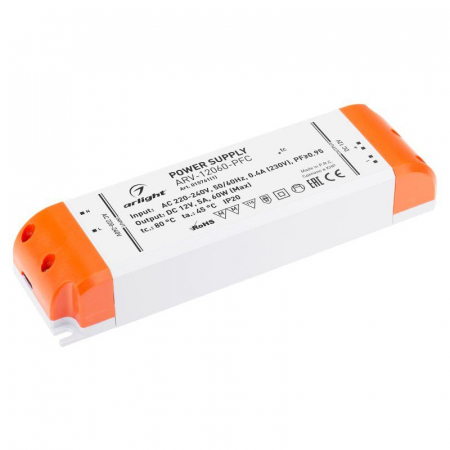 Блок питания ARV-12060-PFC 12В 5А 60Вт IP20 пластик Arlight 015761(1) Блок питания ARV-12060-PFC 12В 5А 60Вт IP20 пластик Arlight 015761(1)