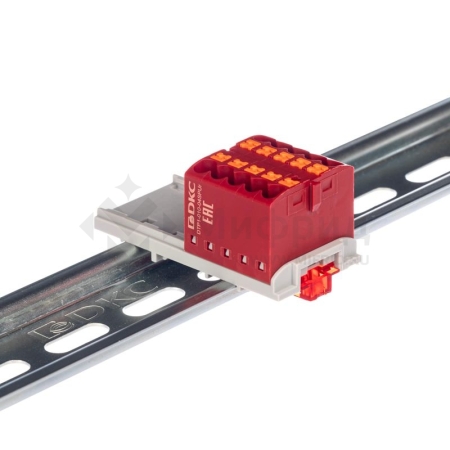 Блок распределительный зажим push-in 10 точек подключения 2.5кв.мм красн. DKC DTP1-010-04SPUR