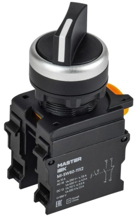 Переключатель 2 полож. 1НО+1НЗ черн. MASTER IEK MI-SW60-11X2-3-24-2-K02