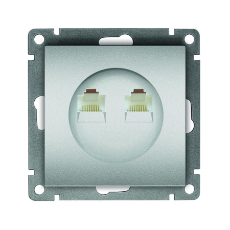 Розетка компьютерная 2-м СП Афина RJ45 кат.5E механизм серебр. Universal A1086-S Розетка компьютерная 2-м СП Афина RJ45 кат.5E механизм серебр. Universal A1086-S