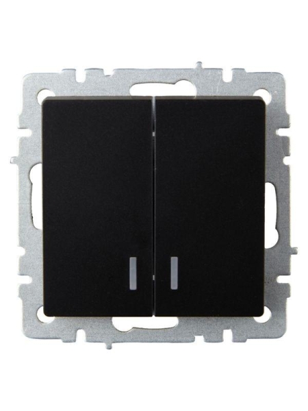 Выключатель 2-кл. СП BRITE ВС10-2-1-БрЧ 10А с индик. механизм черн. IEK BR-V20-1-10-K02