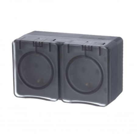 Розетка 2-м ОП AtlasDesign PROFI 16А IP54 заземл. защ. шторки антрацит SE ATN544026 Розетка 2-м ОП AtlasDesign PROFI 16А IP54 заземл. защ. шторки антрацит SE ATN544026