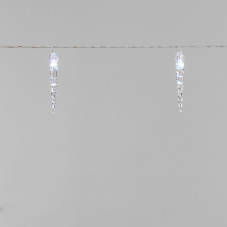 Гирлянда светодиодная "Сосульки" 1.5м 10LED бел. 0.1Вт IP20 провод ПВХ прозр. элементы питания 2хAA (не в компл.) Neon-Night 303-094