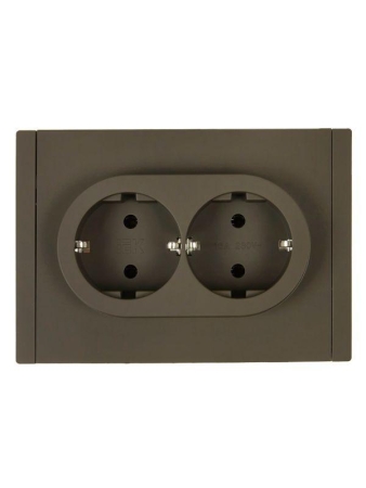 Розетка 2-м СП FORTE&PIANO FP324 16А с заземл. без защ. шторок безвинт. крепл. сер. IEK FP-R21-16-1-K03