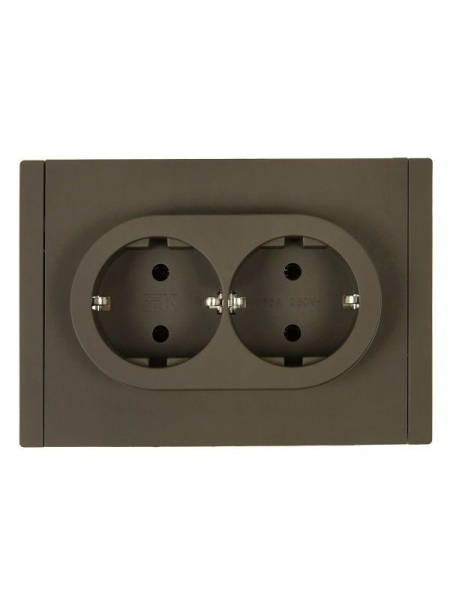 Розетка 2-м СП FORTE&PIANO FP324 16А с заземл. без защ. шторок безвинт. крепл. сер. IEK FP-R21-16-1-K03