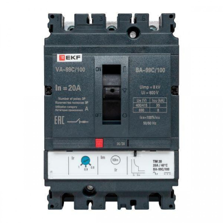 Выключатель автоматический 3п 100/20А 36кА ВА-99C Compact NS PROxima EKF mccb99C-100-20 Выключатель автоматический 3п 100/20А 36кА ВА-99C Compact NS PROxima EKF mccb99C-100-20