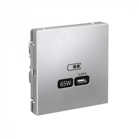 Розетка USB ArtGallery тип C 65Вт QC PD высокоскор. ЗУ механизм алюм. SE GAL000327