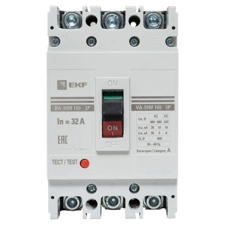 Выключатель автоматический 3п 100/32А 35кА ВА-99М PROxima EKF mccb99-100-32m Выключатель автоматический 3п 100/32А 35кА ВА-99М PROxima EKF mccb99-100-32m