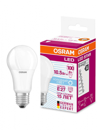 Лампа светодиодная LED Star Classic A 100 10W/840 10Вт грушевидная матовая 4000К нейтр. бел. E27 1055лм 220-240В пластик. OSRAM 4058075086678 Лампа светодиодная LED Star Classic A 100 10W/840 10Вт грушевидная матовая 4000К нейтр. бел. E27 1055лм 220-240В пластик. OSRAM 4058075086678
