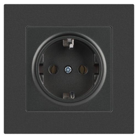 Розетка 1-м СП Accent 6-202-07 16А IP20 250В 2P+E Schuko графит Intro Б0063697 Розетка 1-м СП Accent 6-202-07 16А IP20 250В 2P+E Schuko графит Intro Б0063697