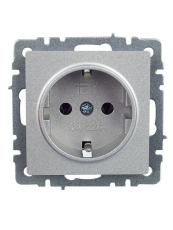 Розетка BRITE РС11-1-0-БрА 16А с заземл. без защ. шторки механизм алюм. IEK BR-R11-16-K47 Розетка BRITE РС11-1-0-БрА 16А с заземл. без защ. шторки механизм алюм. IEK BR-R11-16-K47