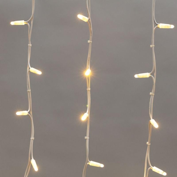 Гирлянда светодиодная "Айсикл" (бахрома) 4х0.6м 128LED тепл. бел. 10Вт 230В IP67 провод каучук бел. (нужен шнур питания 315-001) Neon-Night 255-206