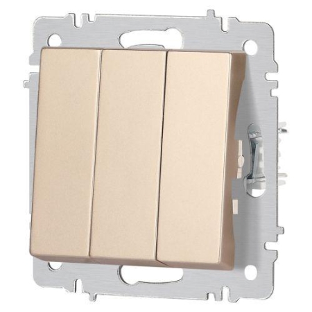 Выключатель 3-кл. СП Accent 6-106-04 10А IP20 250В AL/CU шампань Intro Б0063538