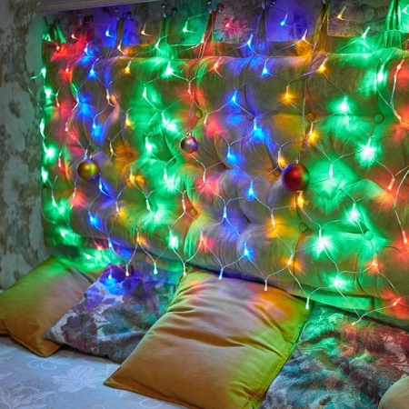 Гирлянда светодиодная "Сеть" 1х1.5м 96LED мультиколор 12Вт 220-240В IP20 с контроллером 8 режимов провод ПВХ прозр. Neon-Night 215-119-6 Гирлянда светодиодная "Сеть" 1х1.5м 96LED мультиколор 12Вт 220-240В IP20 с контроллером 8 режимов провод ПВХ прозр. Neon-Night 215-119-6