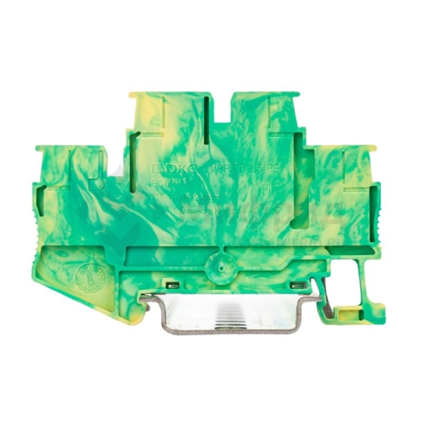 Клемма заземления двухуровневая зажим push-in 4 точки подключения 2.5 кв.мм DKC VPRTT-2.5-PE-YG