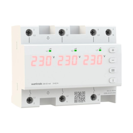 Реле напряжения D6-63 red Welrok 4660251140410 Реле напряжения D6-63 red Welrok 4660251140410