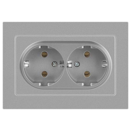 Розетка 2-м СП Accent 6-205-03 16А IP20 250В 2P+E Schuko AL/CU алюм. Intro Б0063490 Розетка 2-м СП Accent 6-205-03 16А IP20 250В 2P+E Schuko AL/CU алюм. Intro Б0063490