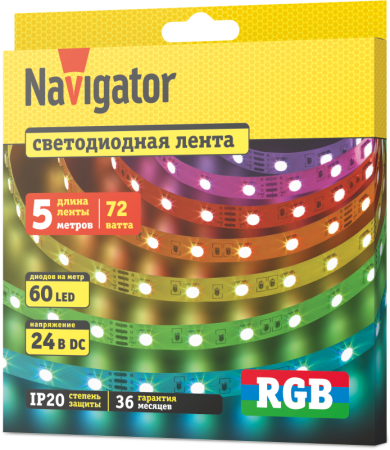 Лента светодиодная 95 313 NLS-5050RGB60-14.4-IP20-24V (уп.5м) Navigator 95313