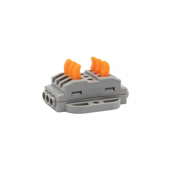 Клемма строительно-монтажная СМК проходная 222-423P 3п 0.08-4кв.мм с монтажной площадкой сер. (блист.5шт) Rexant 07-6263-5