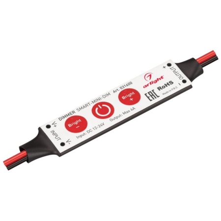 Диммер SMART-MINI-DIM (12-24В 1х4А) (IP20 пластик) Arlight 031600 Диммер SMART-MINI-DIM (12-24В 1х4А) (IP20 пластик) Arlight 031600