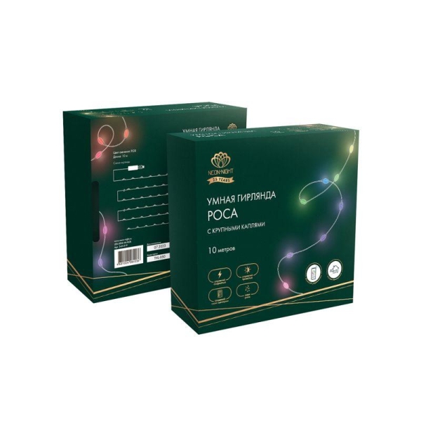 Гирлянда светодиодная смарт "Роса" "Нить" с крупными светодиодами 10м 100LED RGB IP20 USB провод прозр. Neon-Night 245-019 Гирлянда светодиодная смарт "Роса" "Нить" с крупными светодиодами 10м 100LED RGB IP20 USB провод прозр. Neon-Night 245-019