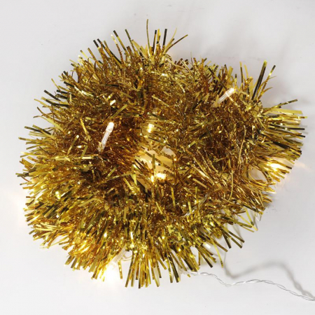 Гирлянда светодиодная "Мишура" 1.5м 10LED зол. тепл. бел. 0.1Вт IP20 провод прозр. ПВХ элементы питания 2хAA (не в компл.) Neon-Night 304-012