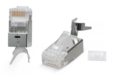 Коннектор RJ-45(8P8C) под витую пару кат. 6a/7/7a экран. универс. (для ож и мж кабеля) Cabeus 7780c