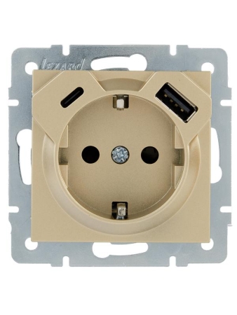 Розетка с заземл. TC+USB разъем VESNA зол. LEZARD 742-3688-181TC Розетка с заземл. TC+USB разъем VESNA зол. LEZARD 742-3688-181TC