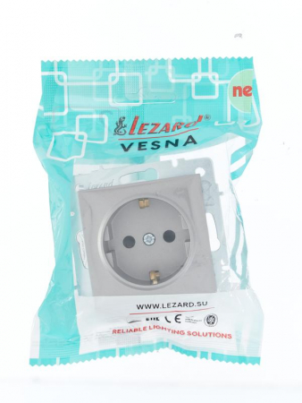 Розетка 1-м СП Vesna с заземл. защ. шторки ПБТ механизм платина LEZARD 742-3588-124B Розетка 1-м СП Vesna с заземл. защ. шторки ПБТ механизм платина LEZARD 742-3588-124B