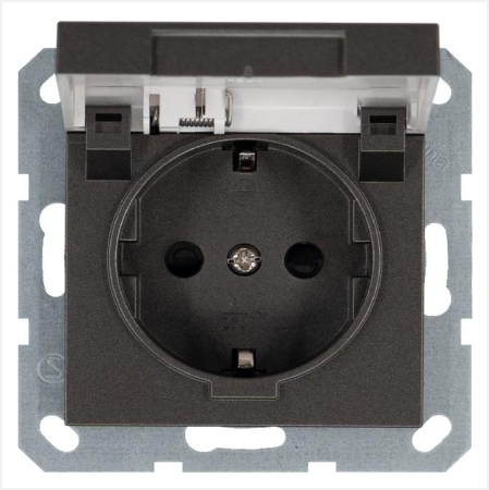 Розетка 1-м Shuko 16А IP20 с заземл. защ. шторки с крышкой механизм мокко Jasmart G5505Z Розетка 1-м Shuko 16А IP20 с заземл. защ. шторки с крышкой механизм мокко Jasmart G5505Z