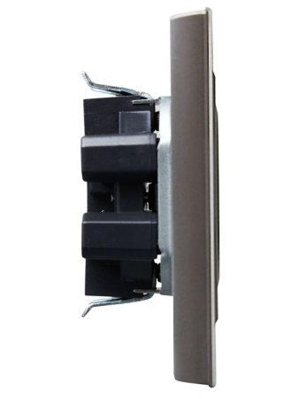 Розетка 2-м СП BRITE РСш12-2-БрС 10А в сборе без заземл. защ. шторки сталь IEK BR-R23-10-K46-F Розетка 2-м СП BRITE РСш12-2-БрС 10А в сборе без заземл. защ. шторки сталь IEK BR-R23-10-K46-F