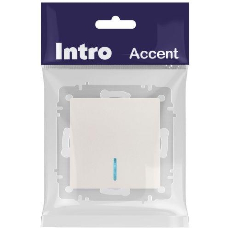Выключатель 1-кл. СП Accent 6-102-06 10А IP20 250В с подсветкой AL/CU перламутр. Intro Б0063467