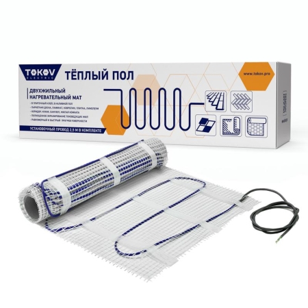 Комплект "Теплый пол" (мат) 150Вт/кв.м 2кв.м TOKOV ELECTRIC TKE-MAT150-300-2 Комплект "Теплый пол" (мат) 150Вт/кв.м 2кв.м TOKOV ELECTRIC TKE-MAT150-300-2