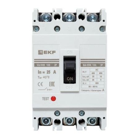 Выключатель автоматический 3п 100/25А 35кА ВА-99М PROxima EKF mccb99-100-25m Выключатель автоматический 3п 100/25А 35кА ВА-99М PROxima EKF mccb99-100-25m
