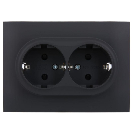 Розетка 2-м SKANDY 16А с заземл. защ. шторки в сборе SK-R07G графит IEK SK-R24-16-K53-F