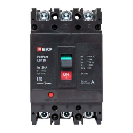 Выключатель автоматический 3п 20А 18кА LS125 ProPact EKF mccb-125-18-3-20-ls Выключатель автоматический 3п 20А 18кА LS125 ProPact EKF mccb-125-18-3-20-ls