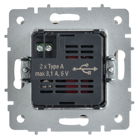 Розетка BRITE РЮ10-1-БрАБ USB A+A 3.1А механизм арктич. бел. IEK BR-U21-D31-K91