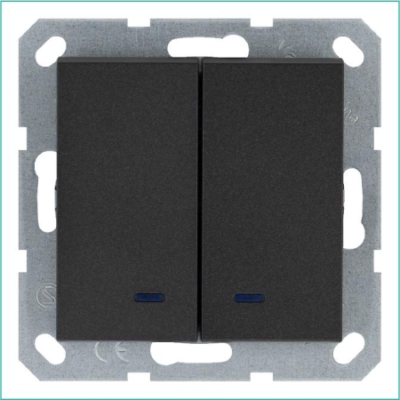 Выключатель 2-кл. 10А IP20 с подсветкой механизм антрацит Jasmart G3023NB Выключатель 2-кл. 10А IP20 с подсветкой механизм антрацит Jasmart G3023NB