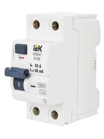 Выключатель дифференциального тока (УЗО) 2п 63А 30мА тип A ВДТ R10N ARMAT IEK AR-R10N-2-063A030 Выключатель дифференциального тока (УЗО) 2п 63А 30мА тип A ВДТ R10N ARMAT IEK AR-R10N-2-063A030