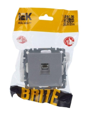 Розетка компьютерная СП RJ45 кат.5E BRITE РК10-БрА механизм алюм. IEK BR-K10-1-K47 Розетка компьютерная СП RJ45 кат.5E BRITE РК10-БрА механизм алюм. IEK BR-K10-1-K47