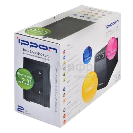 Источник бесперебойного питания Back Basic 1050 Euro 600Вт 1050В.А черн. IPPON 403409
