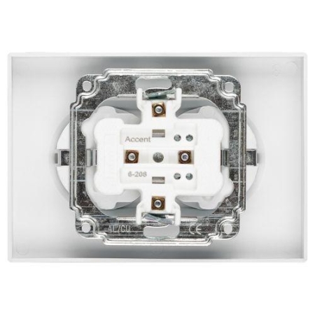 Розетка 2-м СП Accent 6-208-01 16А IP20 250В 2P+E Schuko со шторками AL/CU бел. Intro Б0063528 Розетка 2-м СП Accent 6-208-01 16А IP20 250В 2P+E Schuko со шторками AL/CU бел. Intro Б0063528