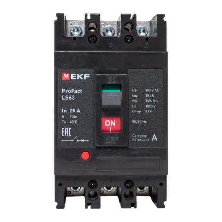 Выключатель автоматический 3п 25А 15кА LS63 ProPact EKF mccb-63-15-3-25-ls Выключатель автоматический 3п 25А 15кА LS63 ProPact EKF mccb-63-15-3-25-ls
