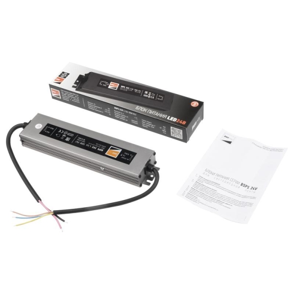 Блок питания для светодиодной ленты 100Вт 4.16А 24В IP67 BSPS влагозащ. метал. Pro JazzWay 5015579